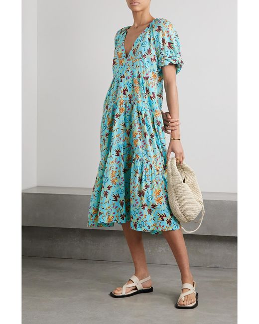 Robe Midi En Voile De Coton Imprimé Carmela A.L.C. en coloris Blue