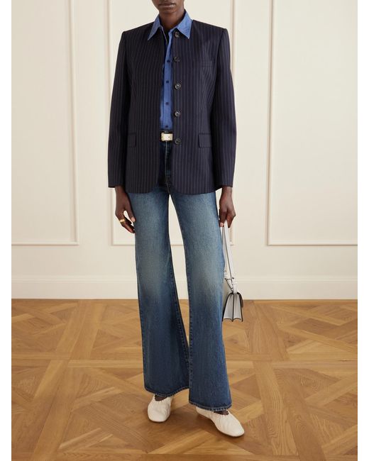 Nili Lotan Blue Gertrude Pinstripe Wool-Twill Jacket