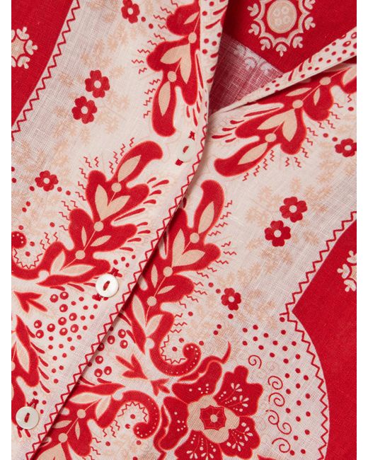 Alix Of Bohemia Red Stevie Hemd Aus Bedrucktem Leinen