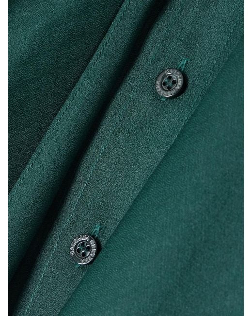 Carolina Herrera Green Pussy-Bow Silk-Organza Blouse