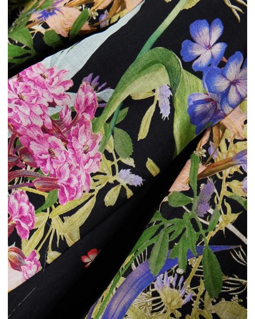 Charo Ruiz White Marlene Lace-Up Floral-Print Cotton-Blend Voile Mini Dress