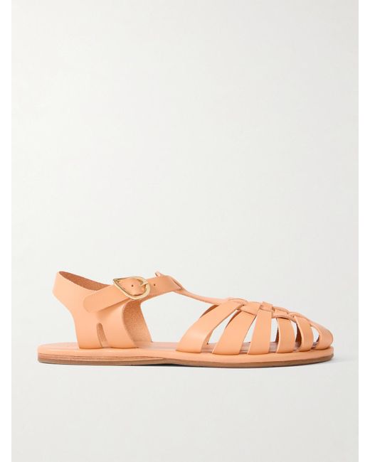 Ancient Greek Sandals Pink Karina Woven Leather Sandals