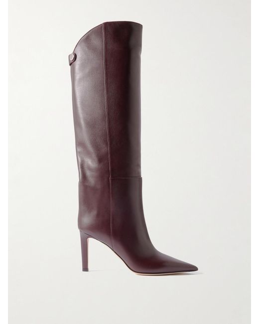 Jimmy Choo Purple Alizze 85 Kniehohe Stiefel Aus Leder