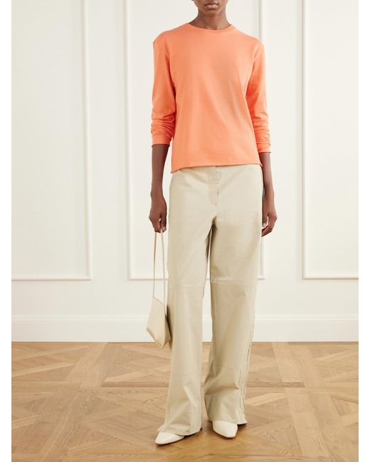 Auralee Orange Cotton And Cashmere-Blend T-Shirt
