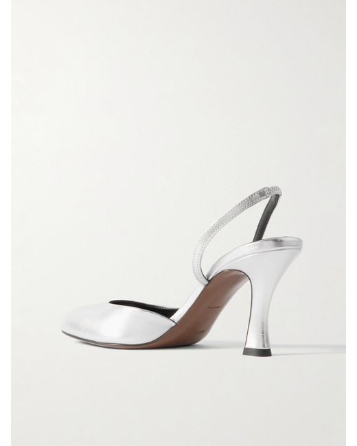 Neous White Baten Metallic Leather Slingback Pumps