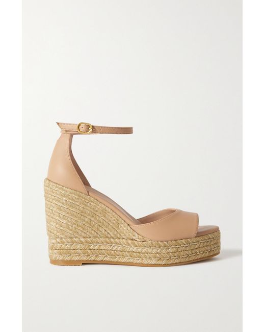Stuart Weitzman Nudistcurve Leather Espadrille Wedge Sandals Lyst Canada