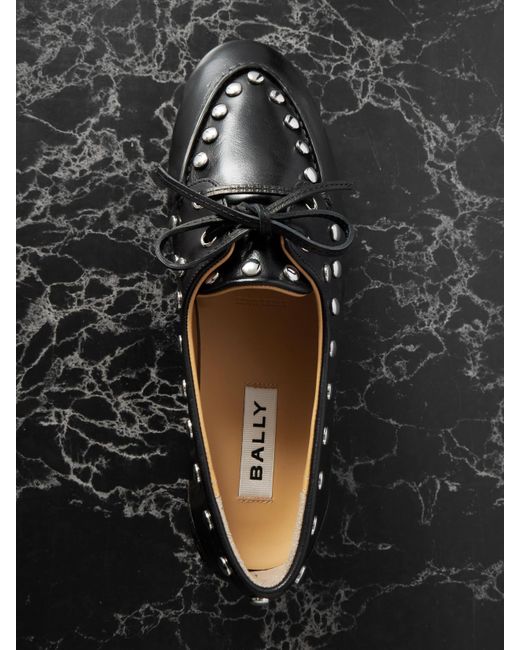 Bally Black Pathy Studded Leather Loafers
