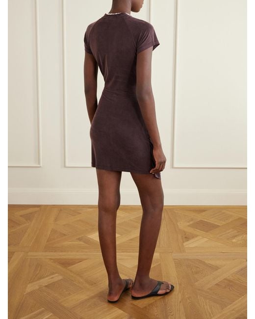 Agolde Purple Draped Stretch-Satin Mini Dress