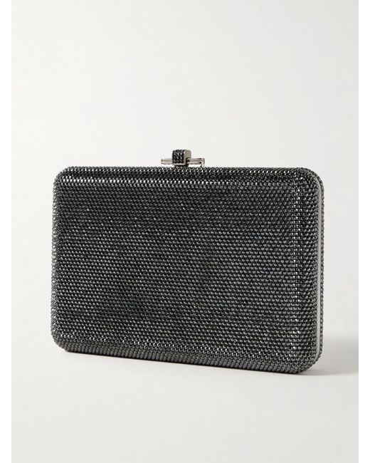 Judith Leiber Black Slim Slide Crystal-Embellished-Tone Clutch
