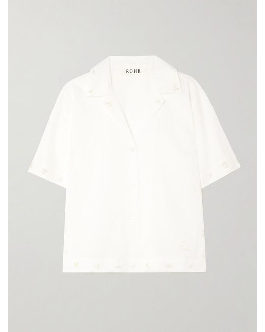 Rohe White Embroidered Silk-Organza Shirt