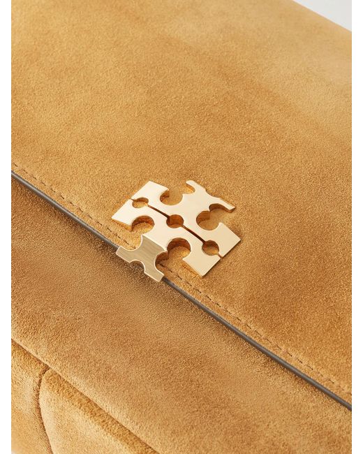 Tory Burch Natural Charlie Logo-Embellished Suede Shoulder Bag
