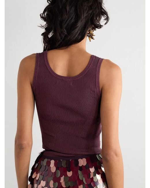 Dries Van Noten Purple Tanktop Aus Geripptem Stretch-Strick