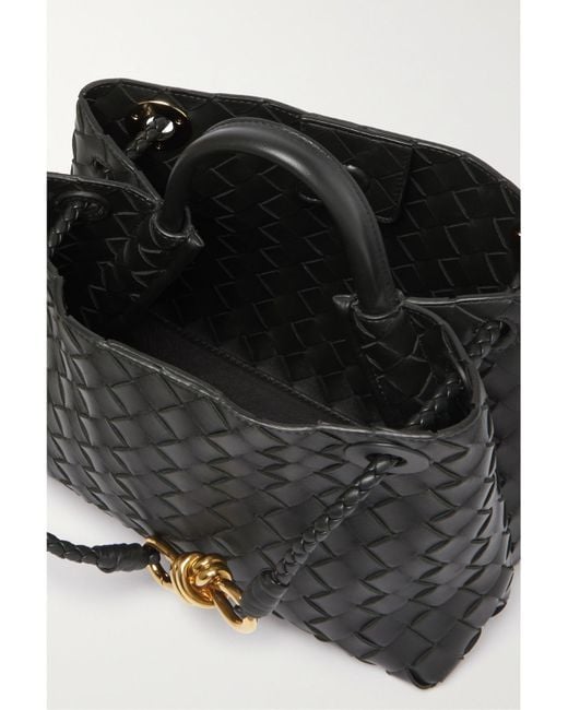 Bottega Veneta Black Andiamo Small Intrecciato Leather Tote