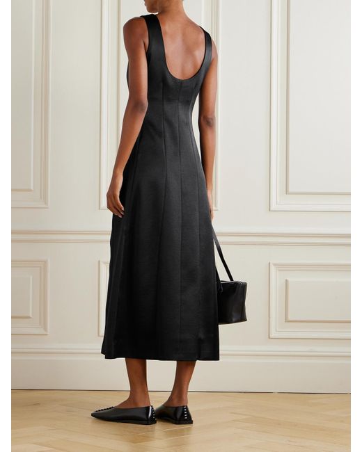 Proenza Schouler Black Isabelle Paneled Crepe Midi Dress