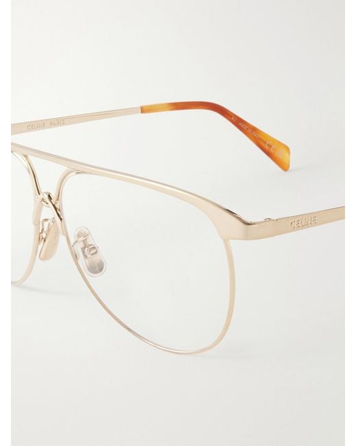 Céline Natural Aviator-Style Metal Glasses