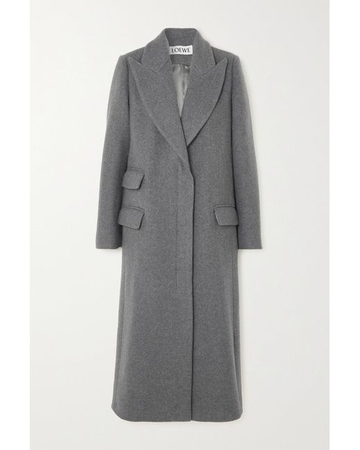 Loewe Mélange Wool Coat in Gray | Lyst