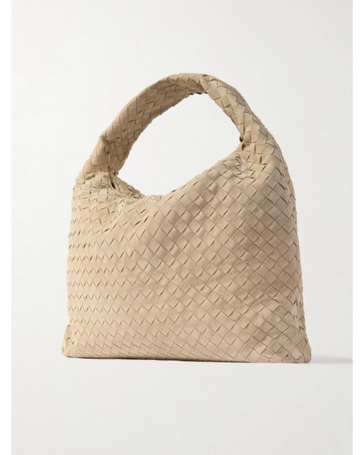 Bottega Veneta Natural Large Hop Intrecciato Suede Shoulder Bag