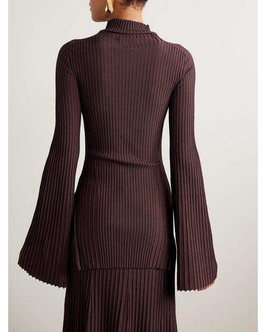 Adam Lippes Purple Gaia Ribbed-Knit Top