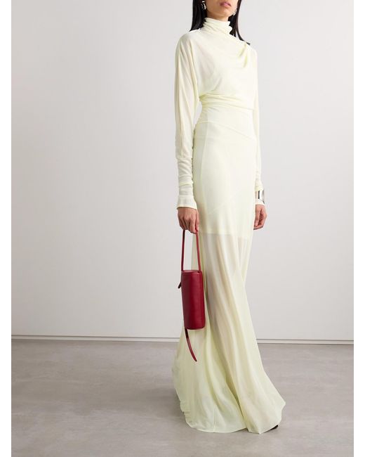 Proenza Schouler White Paula Draped Jersey Turtleneck Maxi Dress