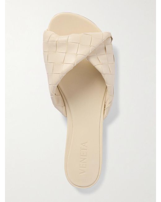 Bottega Veneta Natural Blink Intrecciato Leather Slides