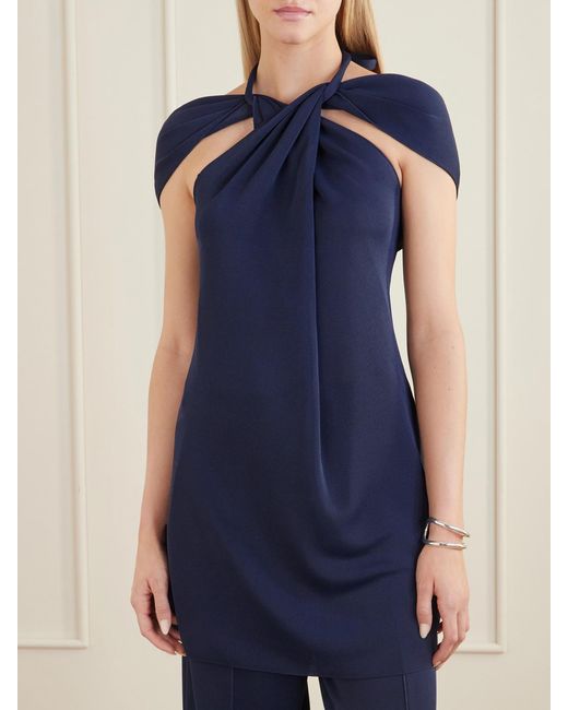 Lanvin Blue Choker Jersey Halterneck Tunic