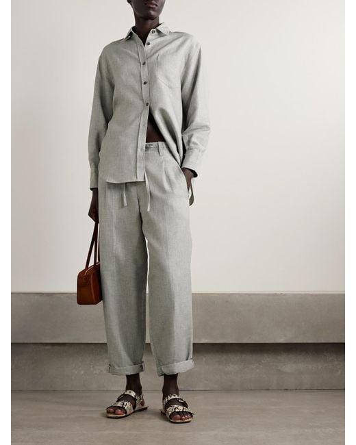 Maria McManus Gray Linen, Cotton And Wool-Blend Twill Pants