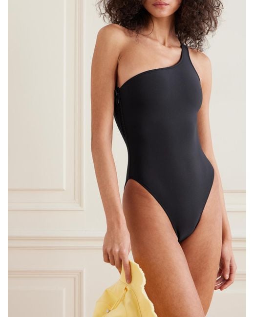 Lisa Marie Fernandez Black Arden One-Shoulder Neoprene Swimsuit