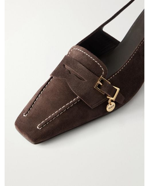 Tod's Brown 40 Logo-Detailed Suede Pumps