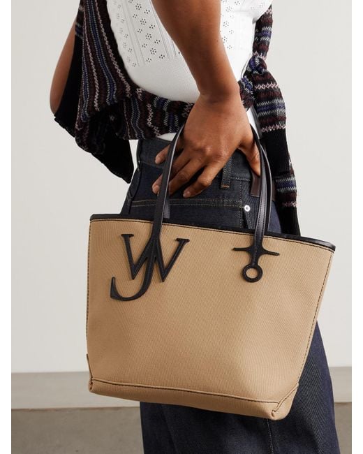 J.W. Anderson Natural Anchor Small Leather-Trimmed Canvas Tote