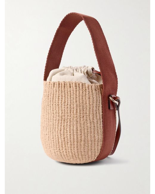 Sac À Main En Raphia À Finitions En Cuir Et En Toile Horse Medal Basket Chloé en coloris Brown