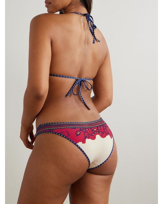 LaDoubleJ Blue Printed Triangle Bikini Top