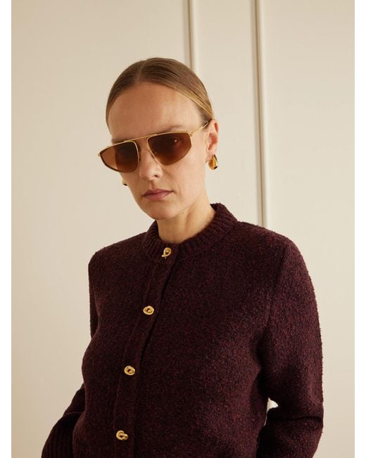 Bottega Veneta Brown Ribbon Aviator-Style-Tone Sunglasses