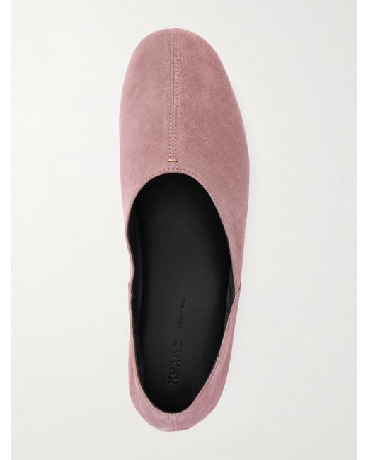 Khaite Pink Jane Paneled Suede Flats