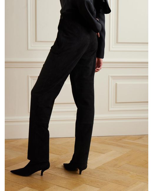 Rohe Black Suede Straight-Leg Pants