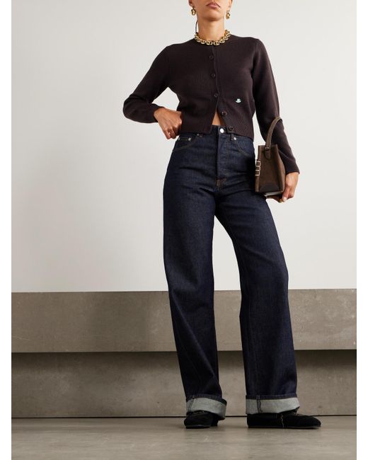 J.W. Anderson Blue Cardigan Aus Wolle Mit Stickerei