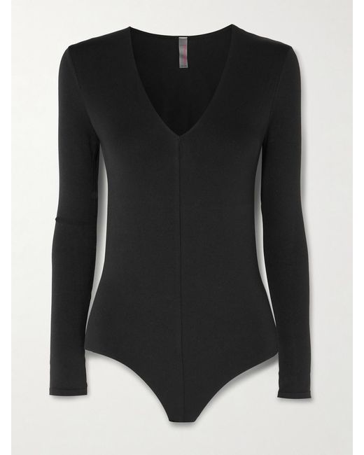 Prima Ballet Stretch-Jersey Thong Bodysuit Commando en coloris Black
