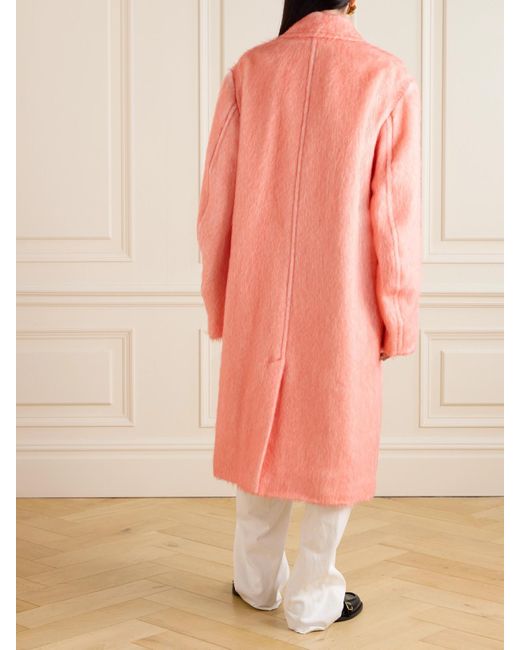Dries Van Noten Pink Brushed Alpaca, Cotton And Wool-Blend Coat