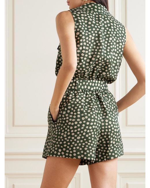 Combi-Short En Lin À Pois, Plis Et Ceinture Yuki Cara Cara en coloris Green