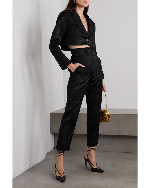 Erdem Black Genevieve Cropped Wool-Blend Jacquard Blazer
