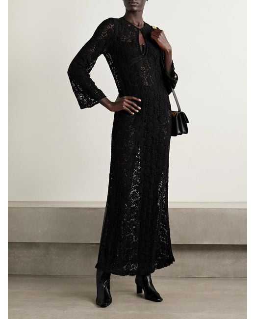 Nili Lotan Black Della Crocheted Cotton Maxi Dress