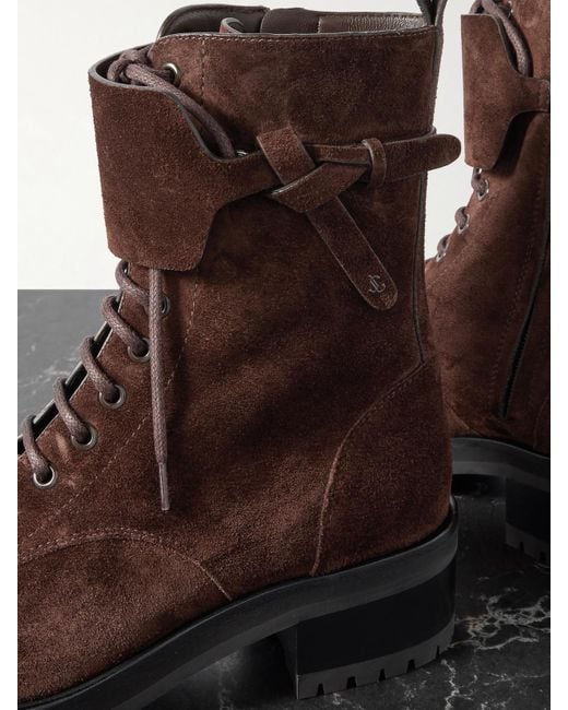 Jimmy Choo Brown Rosabel 55 Schnürstiefel Aus Veloursleder