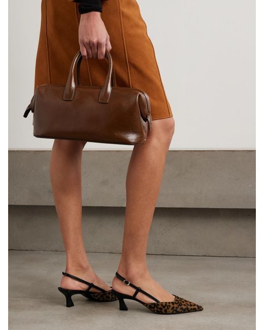 Stuart Weitzman Black Vinnie Slingback-Pumps Aus Kalbshaar Mit Leopardenprint Und Lederbesätzen