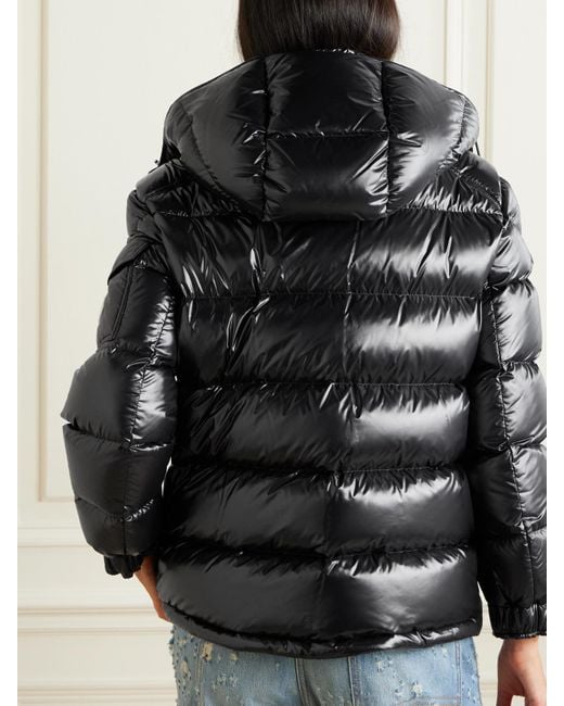 Moncler Black Maire Hooded Quilted Glossed-Shell Down Jacket