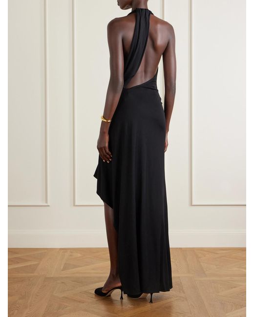 Christopher Esber Black Spire Cascade Twisted Jersey Gown