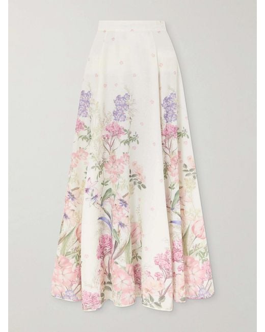 Charo Ruiz Pink Ventine Floral-Print Cotton-Blend Maxi Skirt