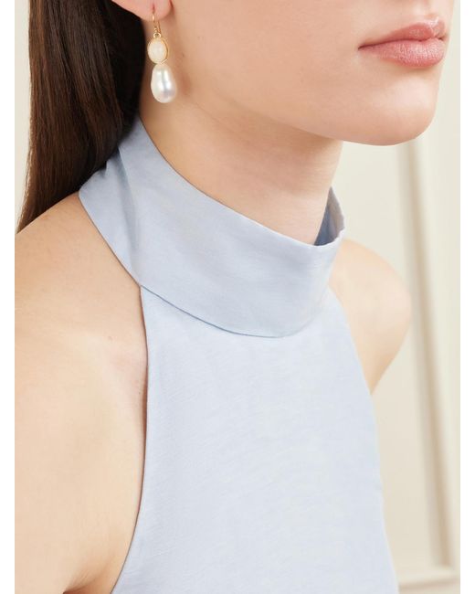 Jennifer Behr Natural Tatum Iridescent Opal And Pearl Earrings