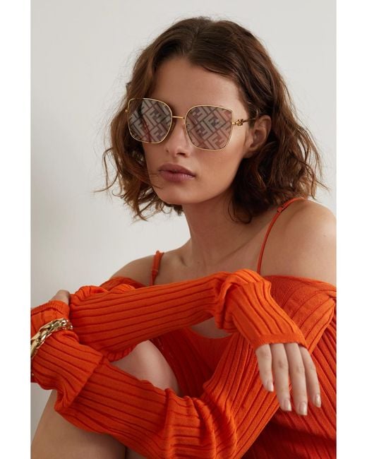 Fendi Metallic Square-Frame-Tone Sunglasses