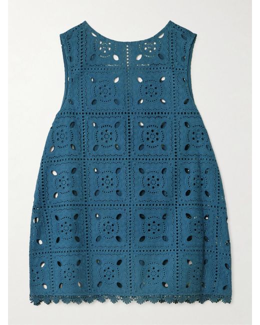 Haut Réversible En Coton À Broderie Anglaise Et À Festons Tula Miguelina en coloris Blue