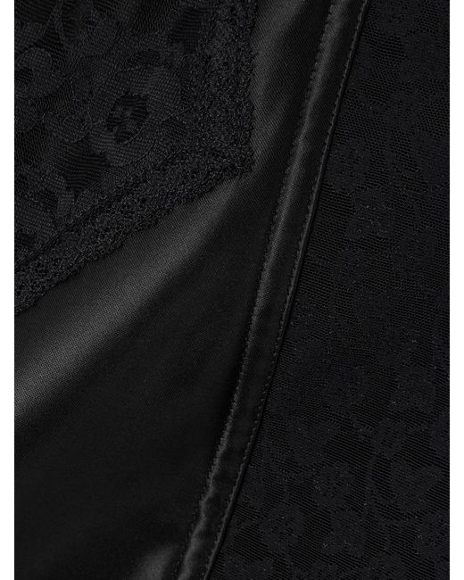 Dolce & Gabbana Black Paneled Satin And Lace Midi Skirt
