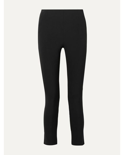 Veronica Beard Black Cropped Stretch-Crepe Skinny Pants